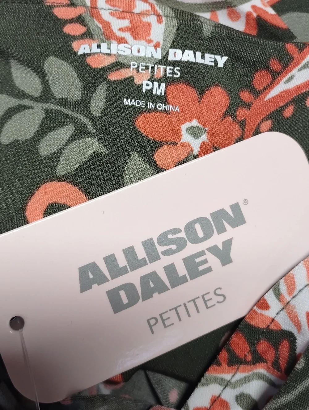 NWT Allison Daley Petites PM Green Orange Paisley V-Neck Ruffle Sleeve Blouse - Picture 7 of 8